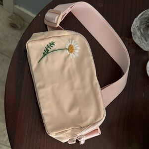 Floral Embroidered Pink Crossbody Bag